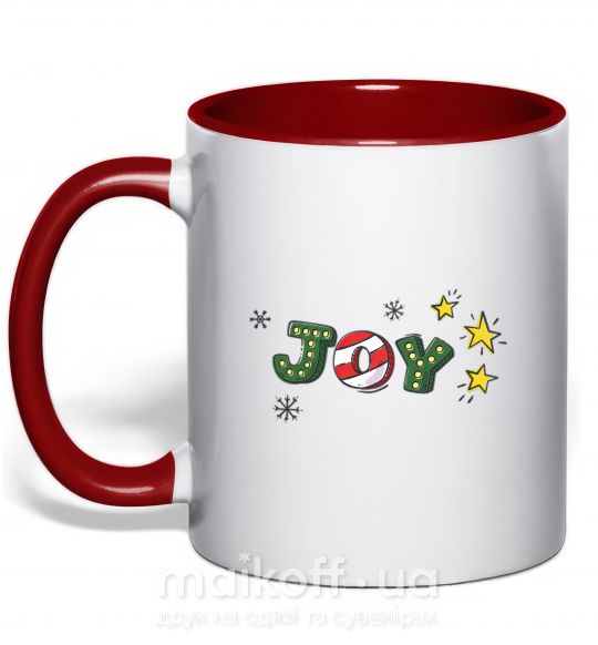 Чашка з кольоровою ручкою Joy holiday Червоний фото