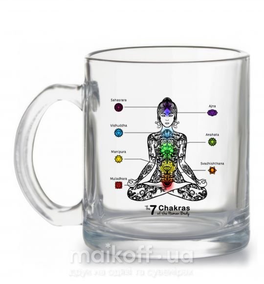 Чашка стеклянная The 7 chakras Прозрачный фото