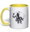 Чашка з кольоровою ручкою The octopus Сонячно жовтий фото
