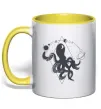 Чашка з кольоровою ручкою The octopus Сонячно жовтий Чашка з кольоровою ручкою The octopus Сонячно жовтий фото