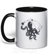 Чашка з кольоровою ручкою The octopus Чорний фото