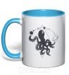 Чашка з кольоровою ручкою The octopus Блакитний фото