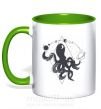 Чашка з кольоровою ручкою The octopus Зелений фото