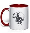 Чашка с цветной ручкой The octopus Красный фото