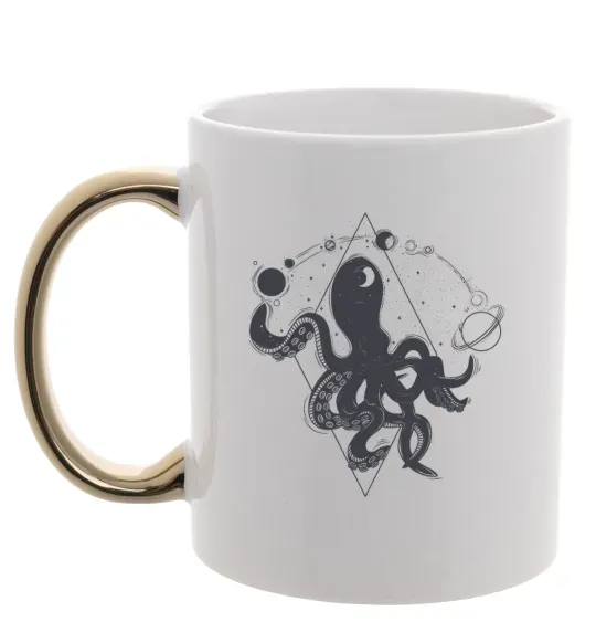 Чашка з кольоровою ручкою The octopus Золото фото