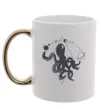 Чашка з кольоровою ручкою The octopus Золото Чашка з кольоровою ручкою The octopus Золото фото