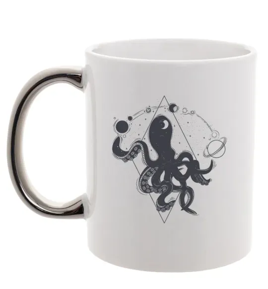 Чашка з кольоровою ручкою The octopus Срібло фото