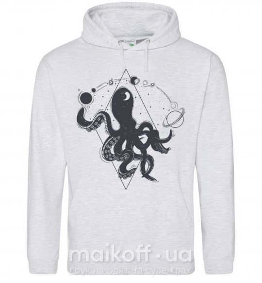 Женская толстовка (худи) The octopus Серый меланж фото