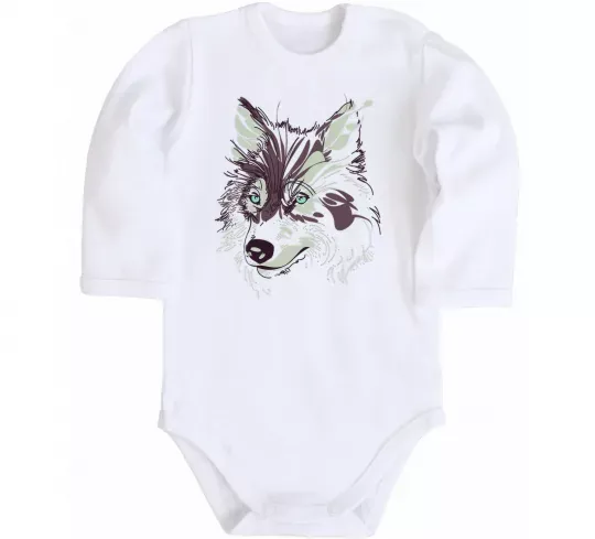 Детский боди Вовк голова Белый фото