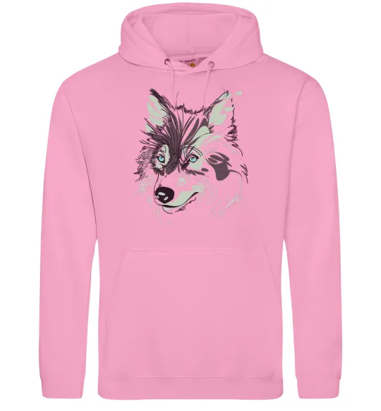 Мужская толстовка (худи) Вовк голова Розовый фото