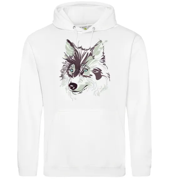 Мужская толстовка (худи) Вовк голова Белый фото