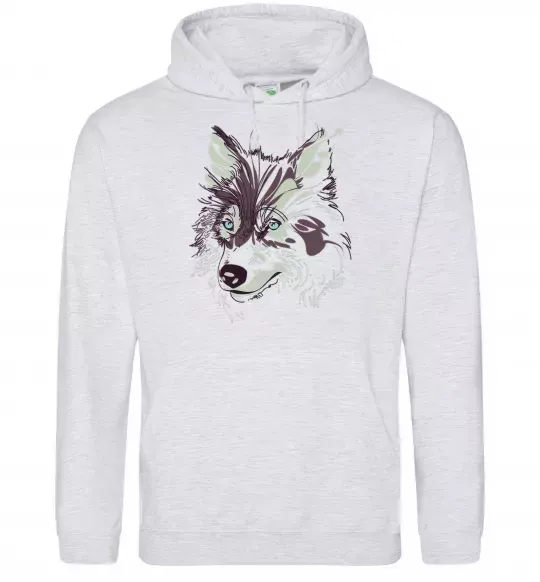 Женская толстовка (худи) Вовк голова Серый меланж фото