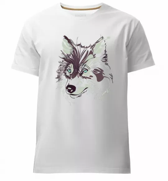 Чоловіча преміум футболка Вовк голова Білий фото