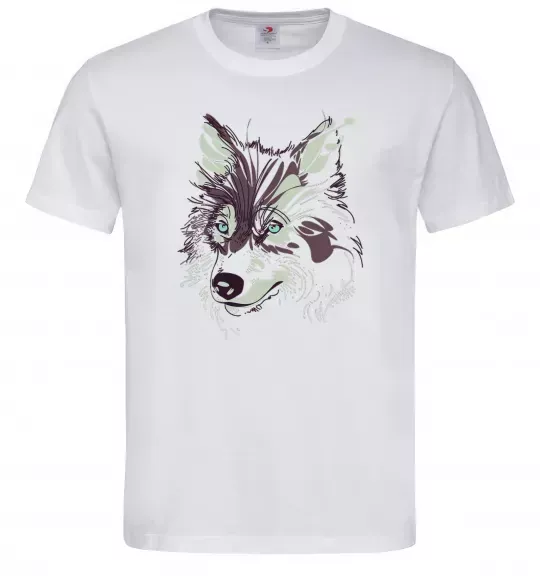 Мужская футболка Вовк голова Белый фото