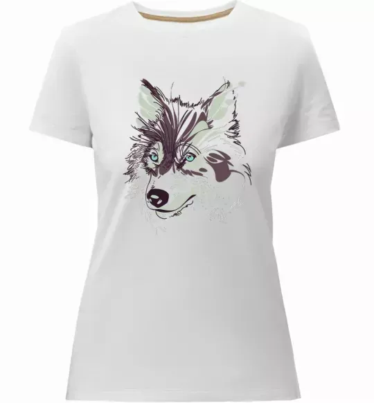 Женская премиум футболка Вовк голова Белый фото