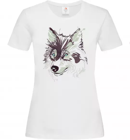 Женская футболка Вовк голова Белый фото