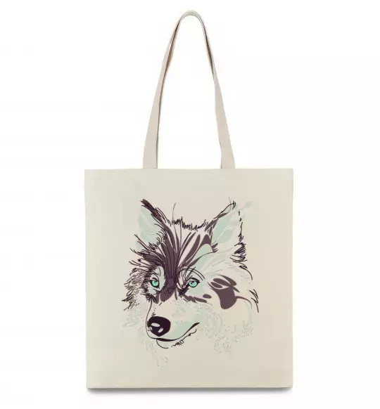 Эко-сумка Вовк голова Бежевый фото
