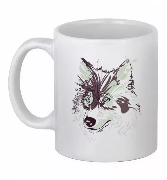 Чашка керамическая Вовк голова Белый фото