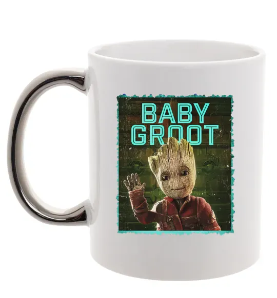 Чашка с цветной ручкой Baby groot Серебро фото