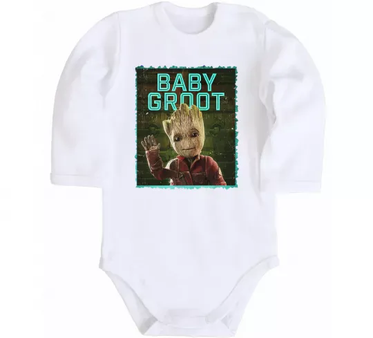 Дитячий бодік Baby groot Білий фото
