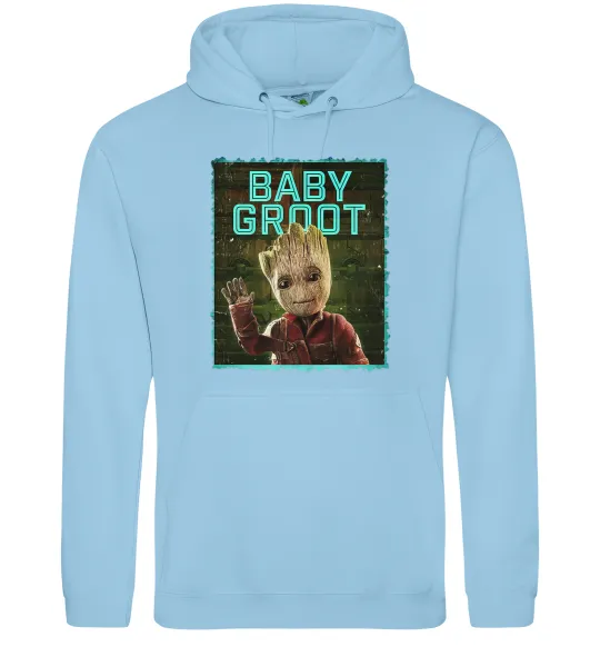 Мужская толстовка (худи) Baby groot Голубой фото