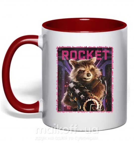Чашка з кольоровою ручкою Rocket Червоний фото