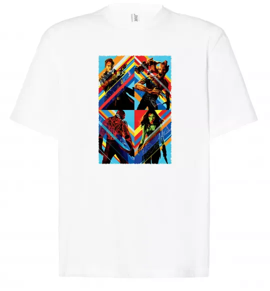 Футболка Оверсайз Вартові галактики яскраві Білий фото