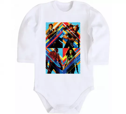 Детский боди Вартові галактики яскраві Белый фото