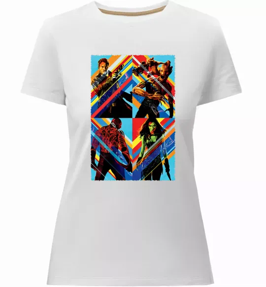 Жіноча преміум футболка Вартові галактики яскраві Білий фото