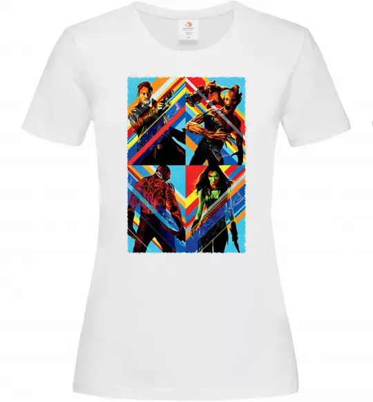 Жіноча футболка Вартові галактики яскраві Білий фото