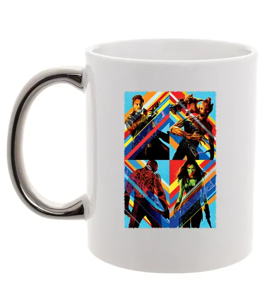 Чашка с цветной ручкой Вартові галактики яскраві Серебро фото