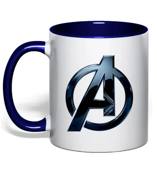 Чашка з кольоровою ручкою Лого Месники метал Глибокий темно-синій фото