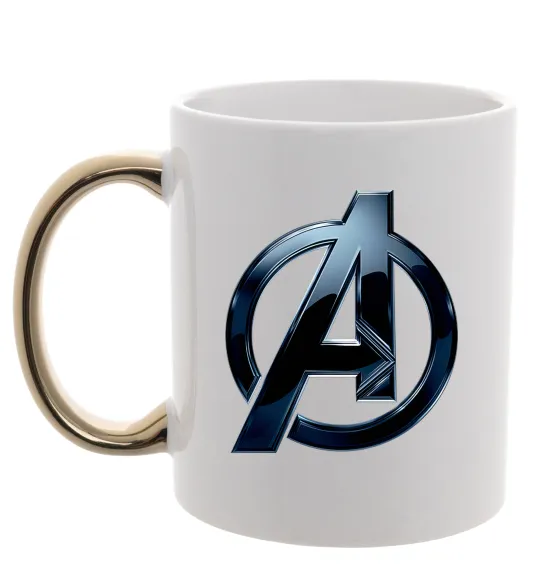 Чашка з кольоровою ручкою Лого Месники метал Золото фото