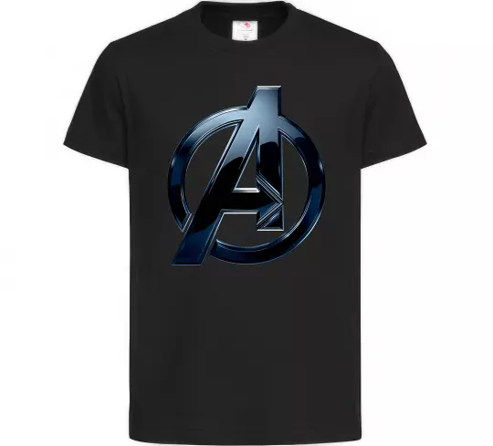 Дитяча футболка Лого Месники метал Чорний фото