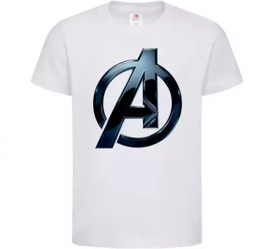 Дитяча футболка Лого Месники метал Білий фото