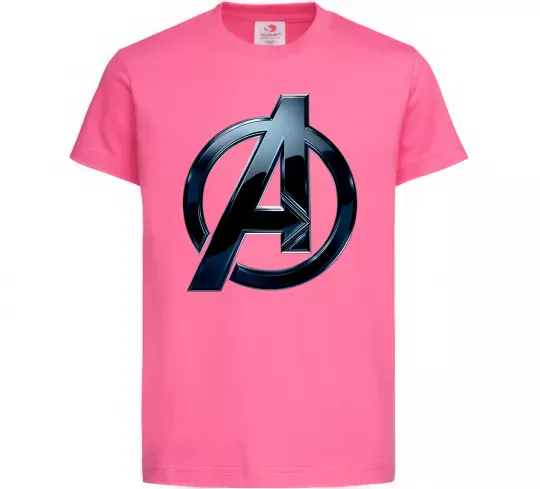 Дитяча футболка Лого Месники метал Яскраво-рожевий фото