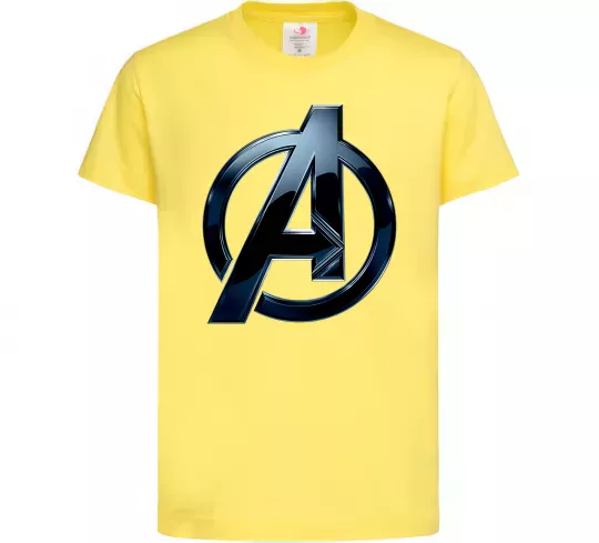 Дитяча футболка Лого Месники метал Лимонний фото