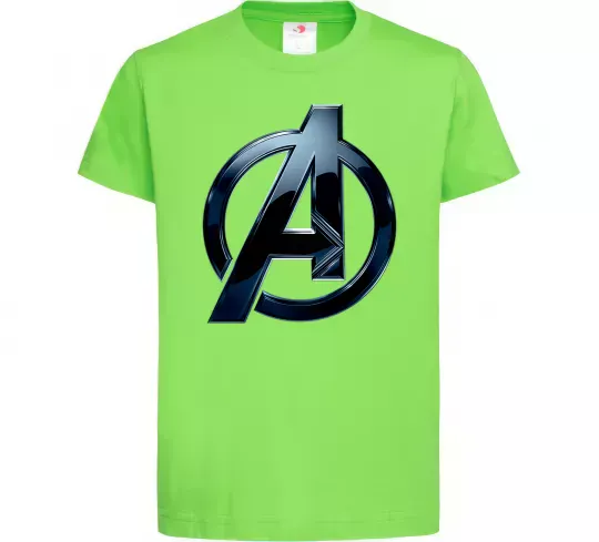 Дитяча футболка Лого Месники метал Лаймовий фото