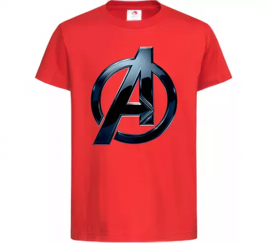 Дитяча футболка Лого Месники метал Червоний фото