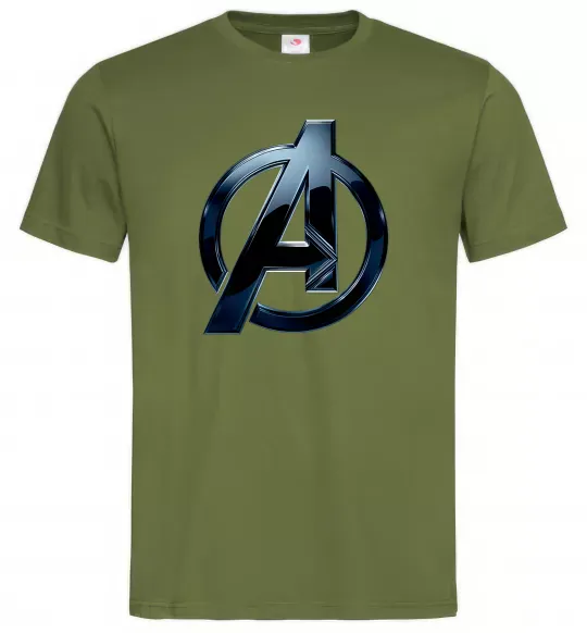 Чоловіча футболка Лого Месники метал Оливковий фото