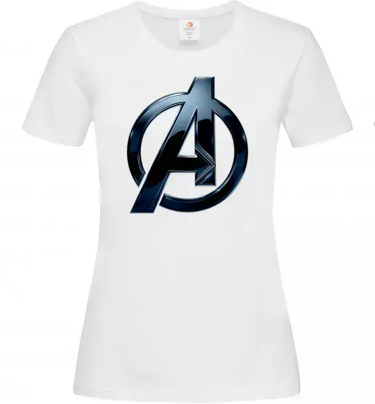 Жіноча футболка Лого Месники метал Білий фото