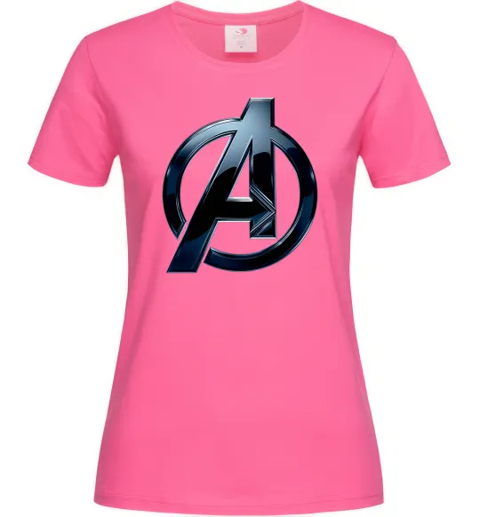 Жіноча футболка Лого Месники метал Яскраво-рожевий фото