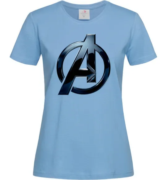 Жіноча футболка Лого Месники метал Блакитний фото