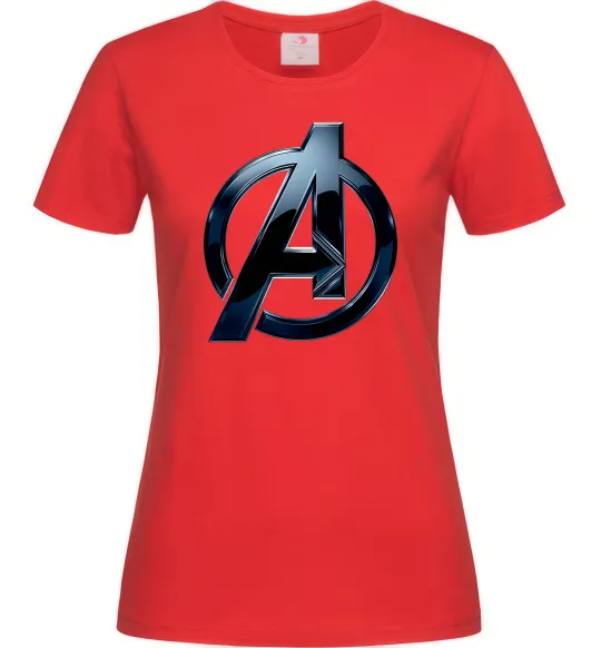 Жіноча футболка Лого Месники метал Червоний фото