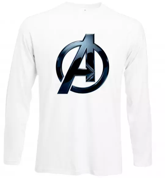 Лонгслів Лого Месники метал Білий фото