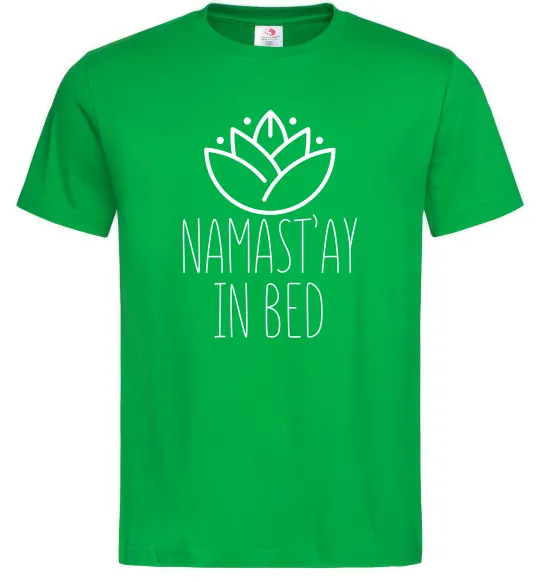 Мужская футболка Namast'ay in bed Зеленый фото