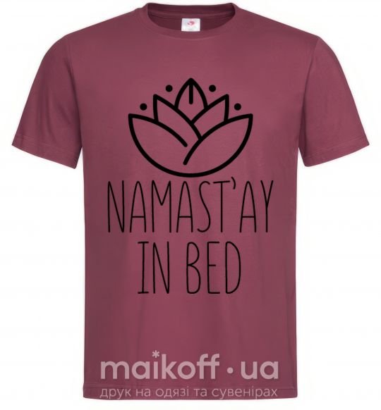 Чоловіча футболка Namast'ay in bed Бордовий фото
