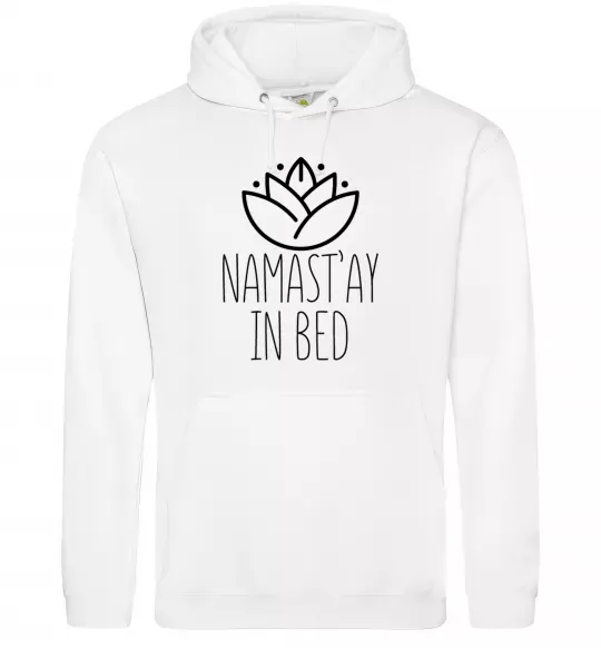 Чоловіча толстовка (худі) Namast'ay in bed Білий фото