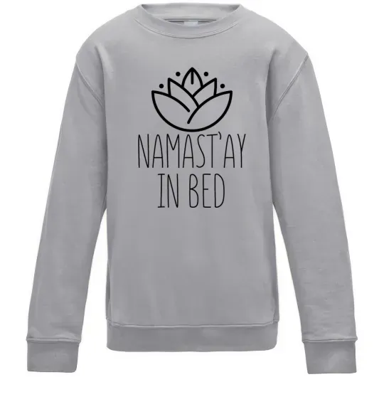 Детский Свитшот Namast'ay in bed Серый меланж фото