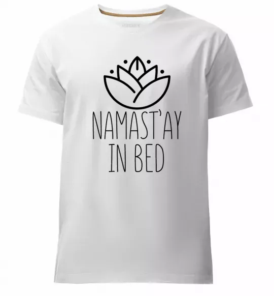 Мужская премиум футболка Namast'ay in bed Белый фото